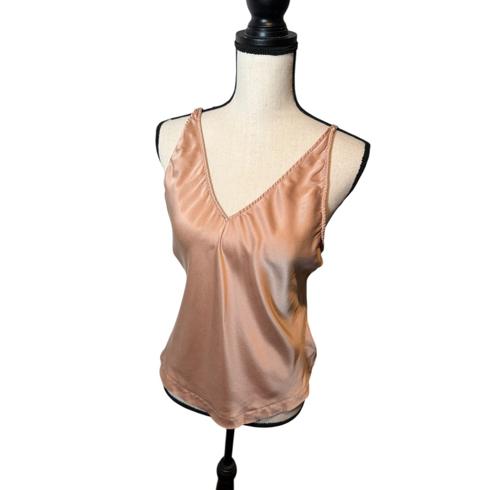 Soma‎ Sensual Silk V Neck Camisole Tank Top Champagne Rose Medium Lounge